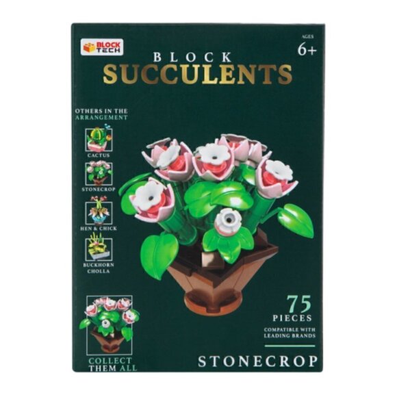 Block Tech Succulents Block Set Stonecrop NWT Building Activity Faux Plant Decor - Picture 3 of 6